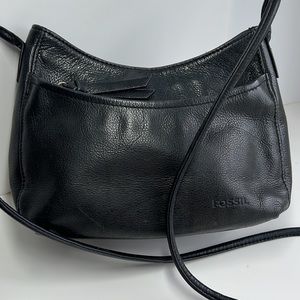 Black leather Fossil bag